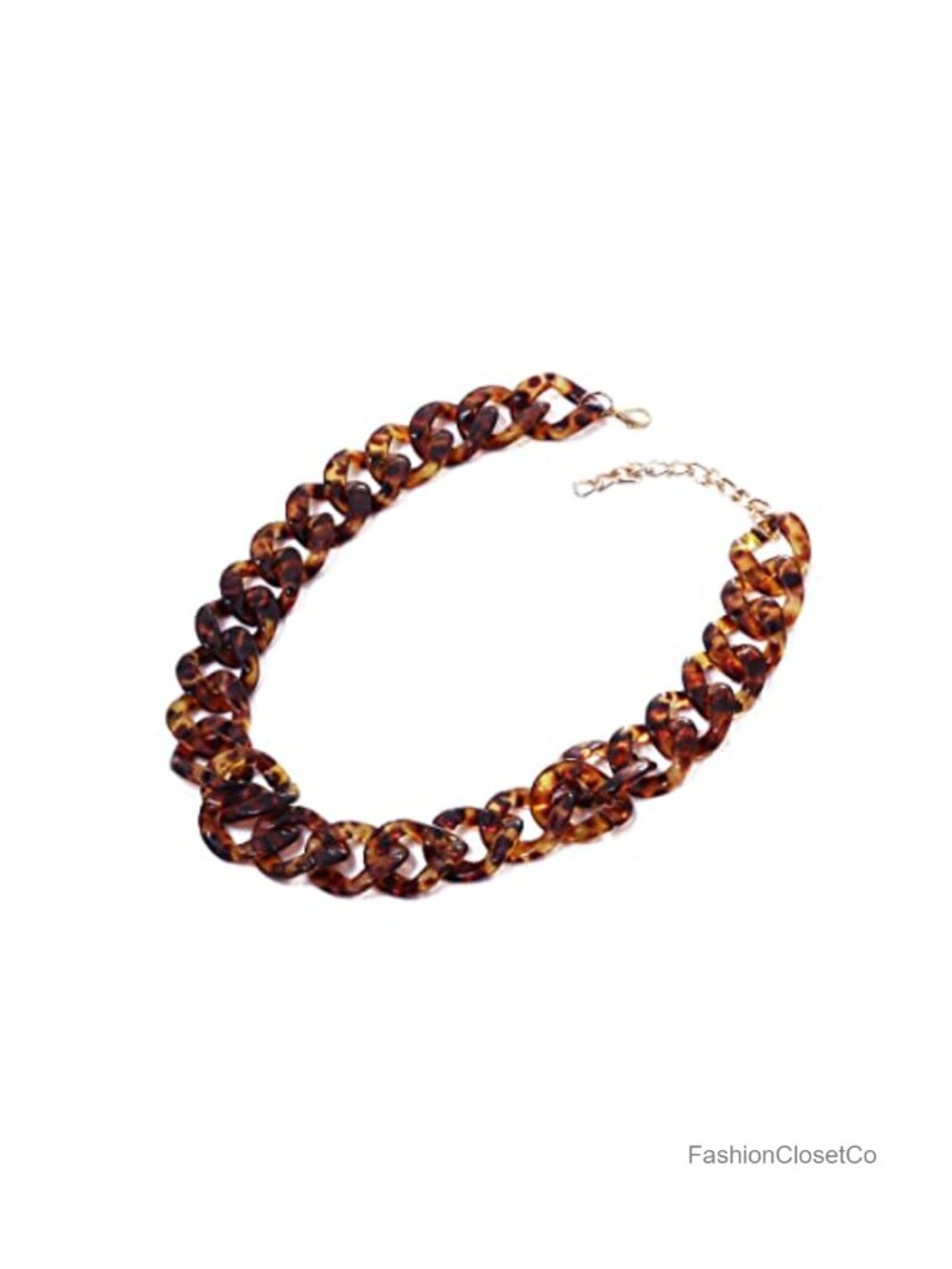 Acetic Acid Board Leopard Print Chain Necklace Paperclip Link Chunky Statement